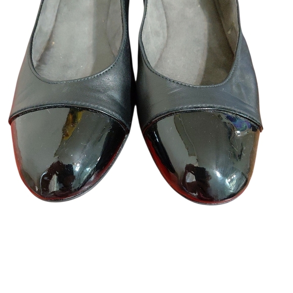 STUART WEITZMAN PATENT LEATHER CAP TOE SLINGBACK WEDGE Women's Size 11 - Picture 3 of 10
